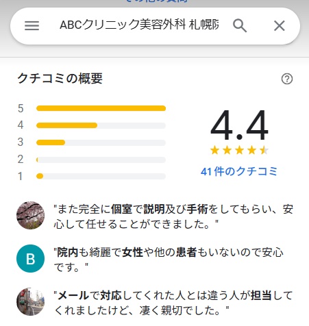 ABCクリニック　札幌　口コミ